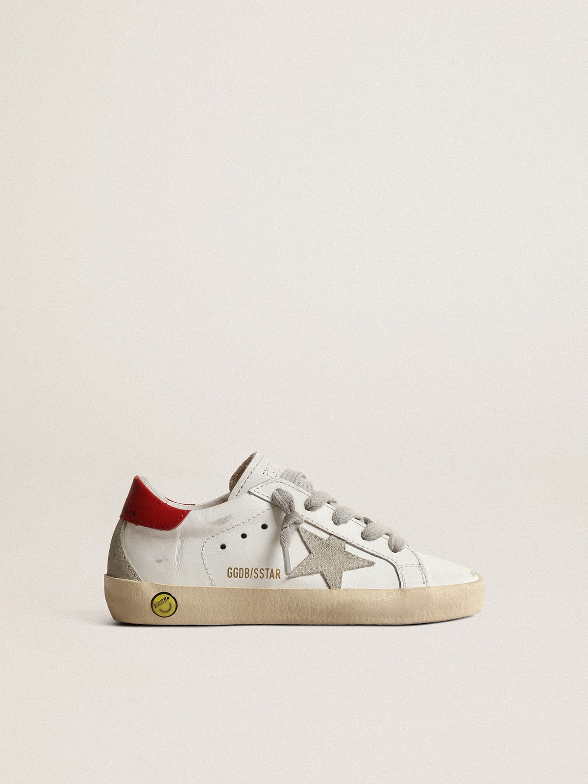 829ff49d1372e735a3fbdf39ed095dbf2bcafedd5ef763eb94c900a15ea4aa56 Super-Star Young with suede star and red leather heel tab - Image 1