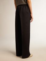 Women's sweatpants in dark blue wool gabardine - Image 4