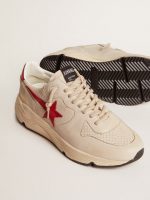 Men's Running Sole in gray morn nappa leather with red nappa leather star and heel tab - Image 3