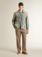 Tailored pants in sand-colored chevron linen blend - Image 3