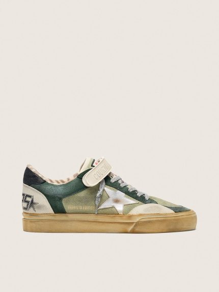 Women's Ball Star LAB in green suede with silver leather star and black suede heel tab