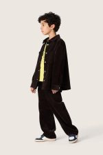 Kids' shirt in brown corduroy with white print - Image 3