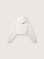 Star women's cropped hooded sweatshirt in gray melange cotton - Image 2