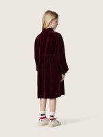 Girls' burgundy velvet-effect dress with embroidery on the front - Image 4