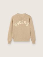 Unisex Golden beige ribbed sweater for kids with logo on the back - Image 2