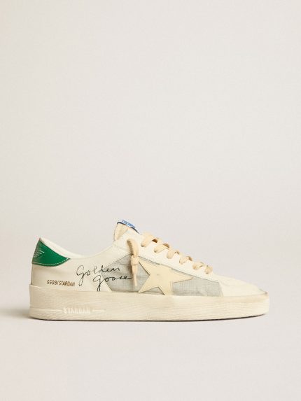 Stardan in white nappa leather with cream-colored leather star