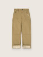 Kids' chino pants in beige cotton with check turn-ups