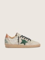 Men's Ball Star LTD in white pony skin and gray suede with green star