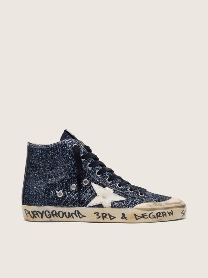 Women's Francy in dark blue glitter with white star
