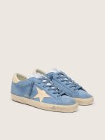 Super-Star in light blue suede with beige leather star and heel tab - Image 2