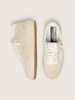 Women's Ball Star in beige suede with white leather star and heel tab - Image 4