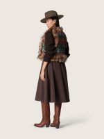 Olive-green fedora hat with brown ribbon and desert-themed embroidery - Image 7