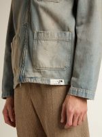 Men's distressed-effect denim jacket with zip - Image 5
