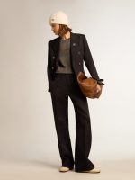 Women's double-breasted dark blue blazer - Image 3