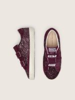 Young Old School in burgundy glitter with burgundy suede star and heel tab - Image 3