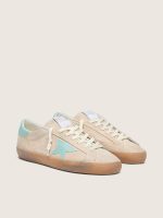 Men's Super-Star in beige suede with aqua-green star - Image 2