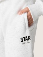 Boys' sweatpants in gray melange cotton fleece with print and logo - Image 4