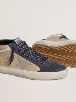 Men's Mid Star in beige and blue suede with gray nappa leather star and white leather flash - Image 3