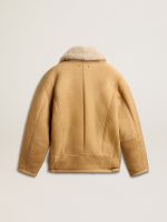Women's sheepskin jacket with a wide shearling shawl collar - Image 7