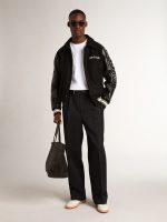 Black wool bomber jacket with patch - Image 5