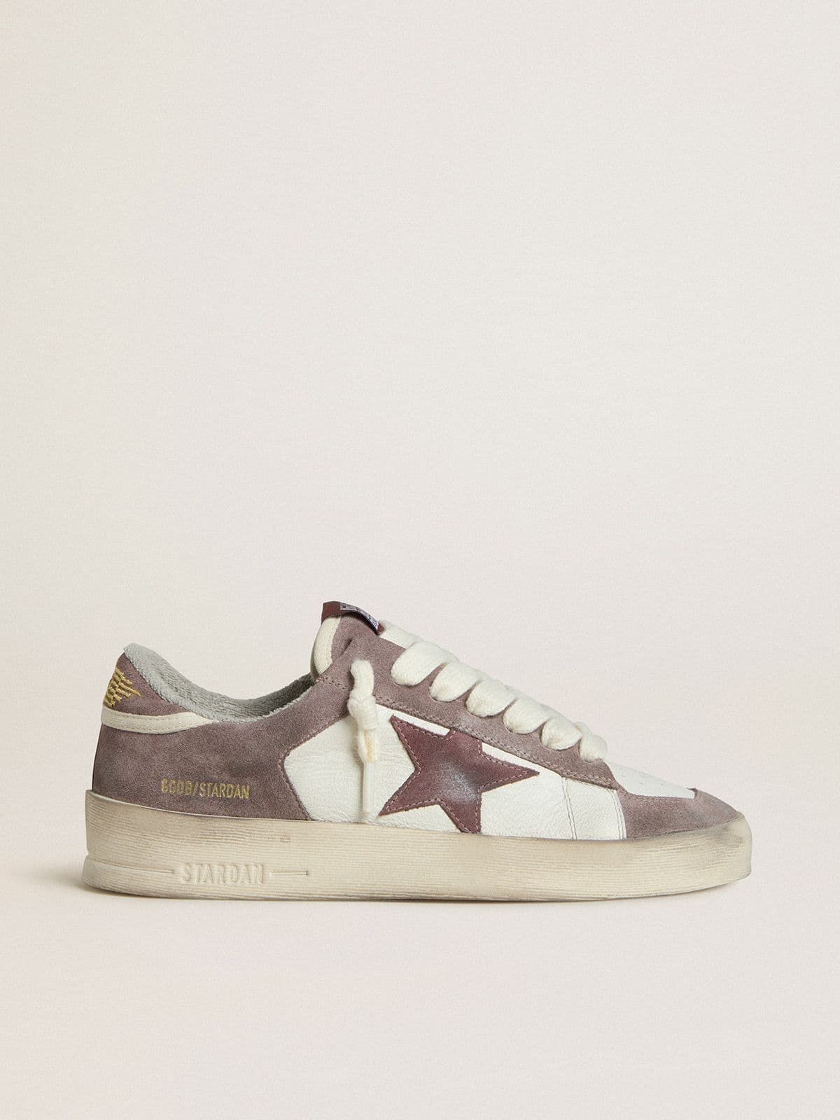 876565805189569edae2494169e571a1fb1f9c1b0b9b39b300e86b42cabf86c0 Women's Stardan LTD in nappa leather and suede with mauve suede star and lavender suede heel tab - Image 1