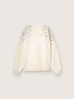 Unisex sweatshirt in white cotton with embroidered crystals - Image 2