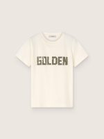 Kids' T-shirt in white cotton jersey with green logo