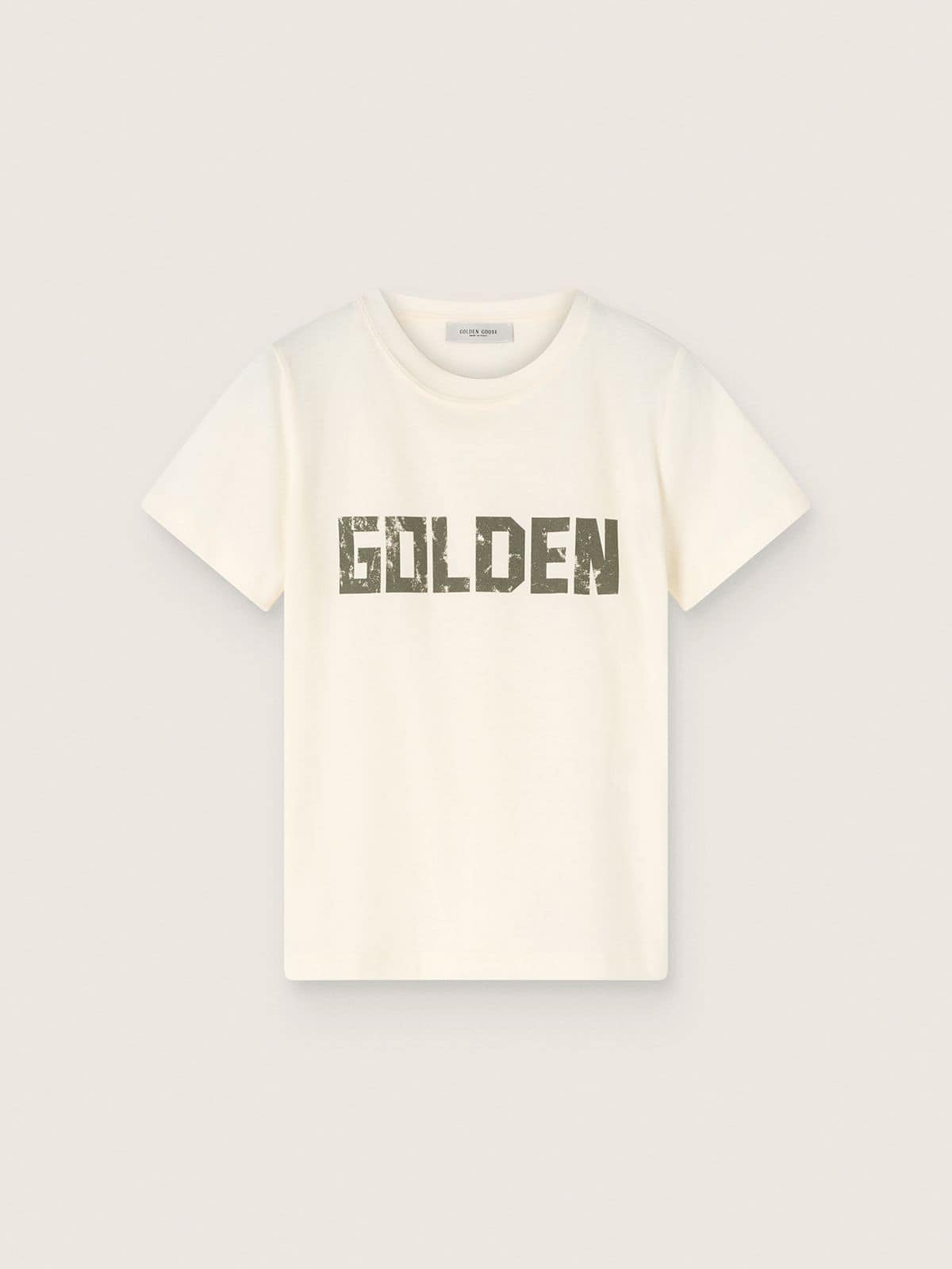883da78f4fd8c431c102c0f67b7ed6c9cec30016256f5d0745bf24ed937eb38f Kids' T-shirt in white cotton jersey with green logo - Image 1