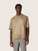 Unisex T-shirt in beige cotton jersey with embroidered logo - Image 5