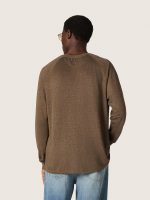 Men's long-sleeved sweater in tortoiseshell-brown linen jersey - Image 6