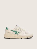 Women's Running Sole in cream nylon and leather with green leather star