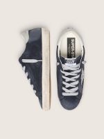 Women's Super-Star in blue suede with silver glitter star and leather heel tab - Image 3
