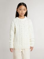 Girls' white wool sweater with pearls - Image 2