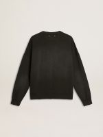 Unisex sweatshirt in worn black cotton with logo embroidery - Image 6