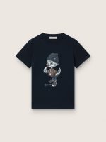 Journey T-shirt for boys in blue cotton jersey with digital mascot print
