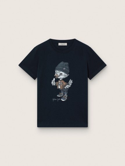 Journey T-shirt for boys in blue cotton jersey with digital mascot print