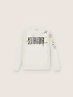 Journey unisex sweatshirt in white cotton blend with doodle print