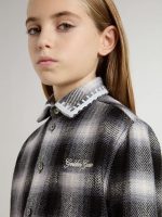 Kids' black and white checked shirt with white embroidery - Image 5