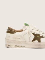 Men's Stardan in white leather with military-green snake-print leather star and heel tab - Image 4