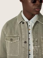 Men's jacket in smoky green cotton twill - Image 4
