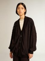 Women's black cardigan with shaded embroidery - Image 5