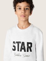 Boys' gray melange cotton sweatshirt with print and logo - Image 4