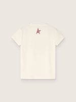 Girls' white cotton T-shirt with pink print - Image 2