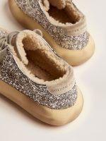 Women's Space-Star shoes in silver glitter with shearling lining - Image 5