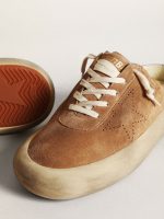 Men's Space-Star Sabots in tobacco suede with perforated star - Image 4