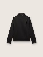 Men's shirt in black wool twill with black satin details - Image 2