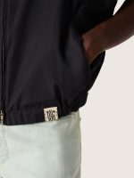 Men's vest in dark blue cotton twill with zip and flag print label - Image 4