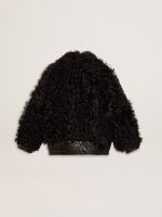 Women's black shearling jacket - Image 6