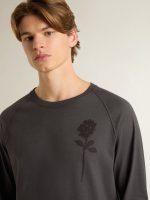 Men's T-shirt in anthracite-colored cotton with print on the chest - Image 5