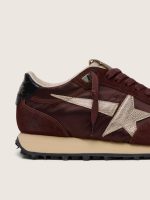 Women's Marathon with brown satin upper and platinum leather star - Image 5